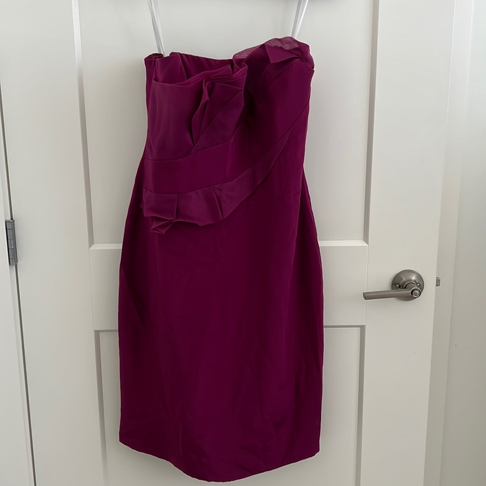 Marchesa Notte Fuchsia Strapless Cocktail Dress, Sz 10